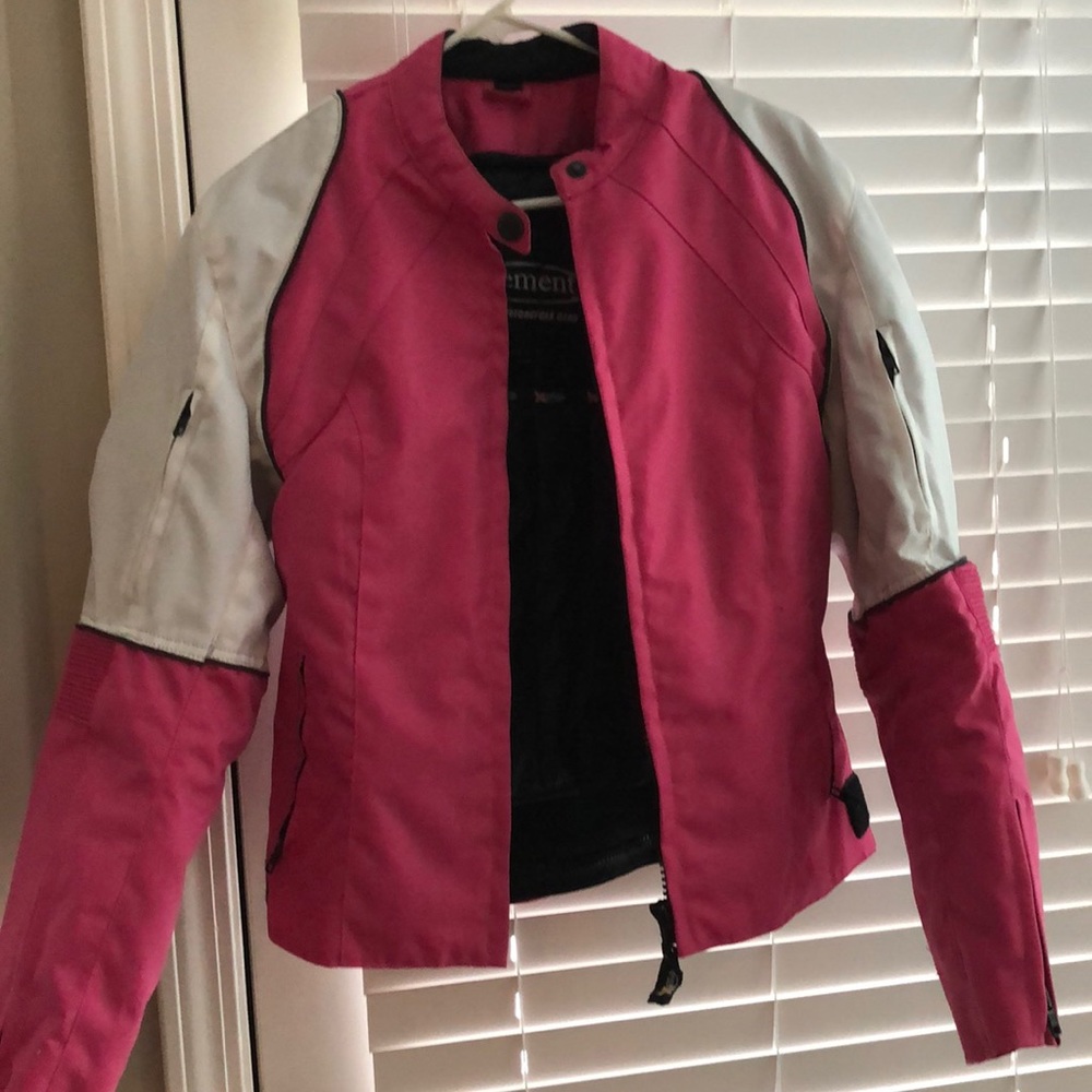 Pink and white motorcycle jacket!